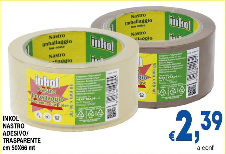 Nastro imballaggio trasparente low noise cm 50x66 mt