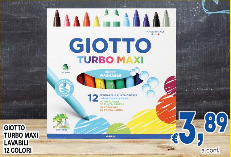 Giotto Turbo Maxi lavabili 12 colori