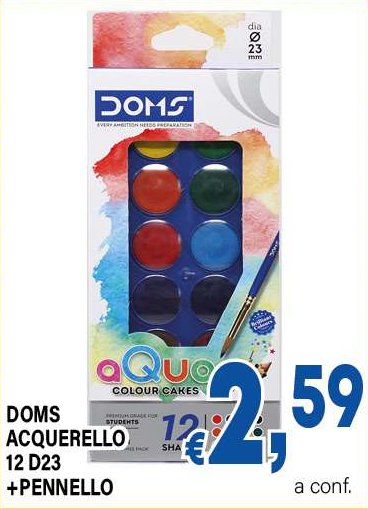 Doms Acquerello 12 D23 + pennello