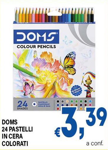 Doms 24 pastelli in cera colorati