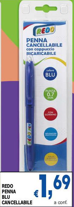 Penna blu cancellabile