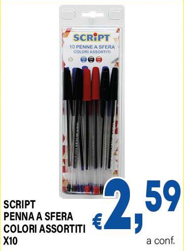 Penna a sfera colori assortiti X10