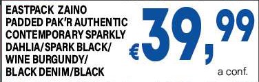 Eastpak Zaino Padded Pak'r Authentic Contemporary Sparkly Dahlia/Spark Black/Wine Burgundy/Black Denim/Black