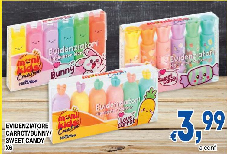 Evidenziatore Carrot/Bunny/Sweet Candy x6