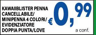 Blister penna cancellabile/minipenna 4 colori/evidenziatore doppia punta/Love