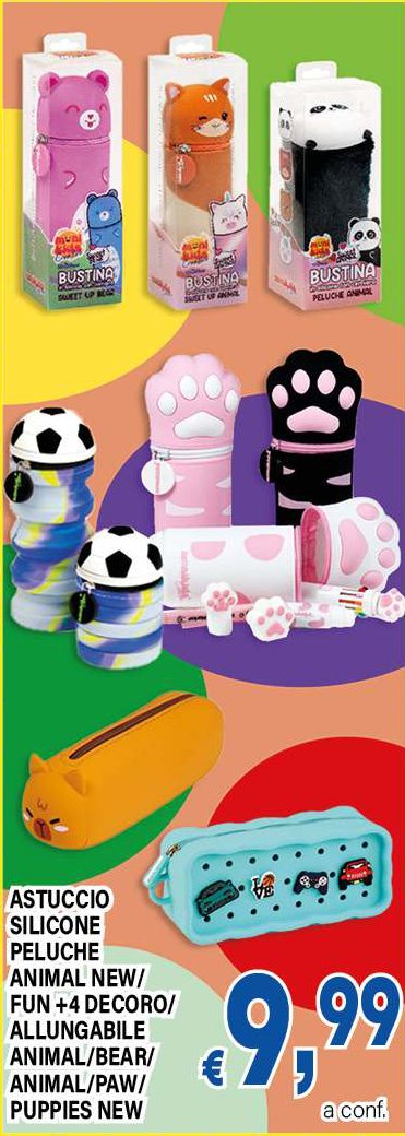 Astuccio Silicone Peluche Animal New Fun + Decoro Allungabile Animal/Bear/Animal/Paw/Puppies New