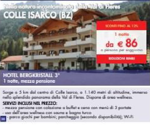 Hotel Bergkristall 3*, Colle Isarco (BZ), 1 notte