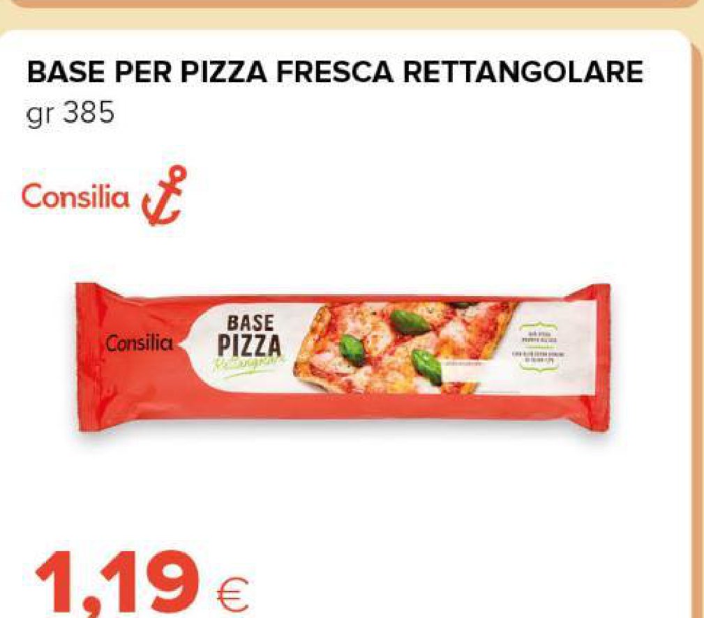 Base per pizza fresca rettangolare, gr 385