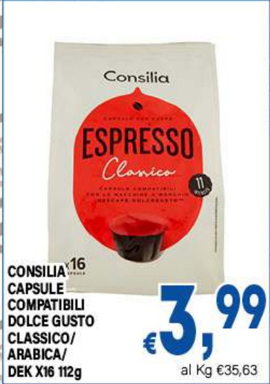 Capsule Compatibili Dolce Gusto Classico/Arabica Dek x16 112 g