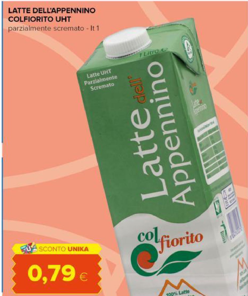Latte dell'Appennino Colfiorito UHT parzialmente scremato 1 l