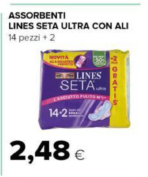 Assorbenti Lines Seta Ultra con ali 14 pezzi + 2