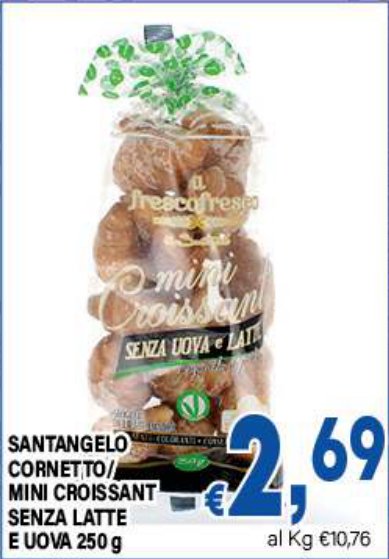 Cornetto/Mini croissant senza latte e uova 250 g