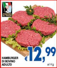 Hamburger di bovino adulto