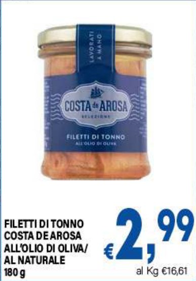 Filetti di tonno all'olio di oliva/al naturale 180 g