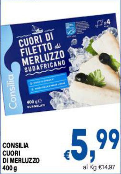 Cuori di filetto di merluzzo
