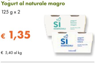 Yogurt al naturale intero / Yogurt al naturale magro