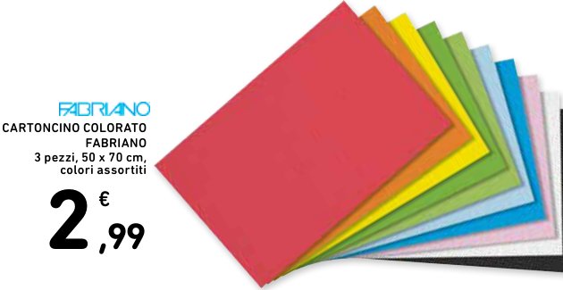 Cartoncino colorato Fabriano, 3 pezzi 50 x 70 cm