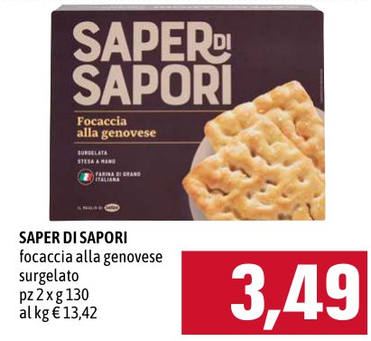 Saper di Sapori Focaccia alla genovese surgelata