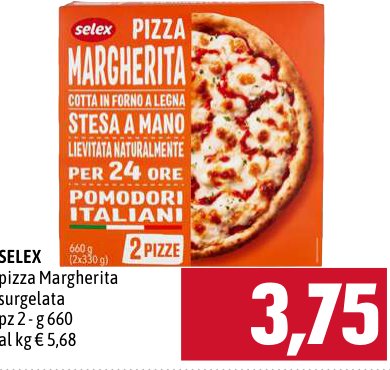 Selex Pizza Margherita surgelata 2 pezzi - 660 g