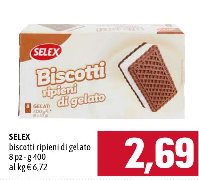 Selex Biscotti ripieni di gelato 8 pezzi - 400 g