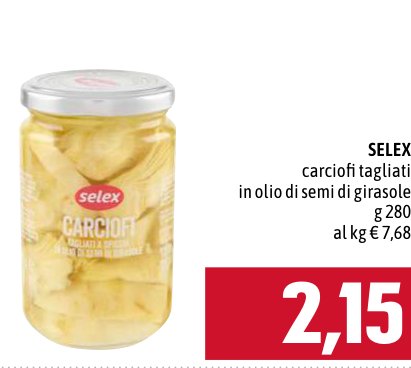 Selex Carciofi tagliati in olio di semi di girasole 280 g