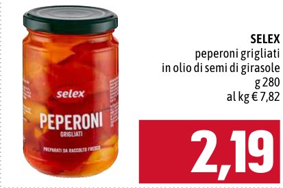 Selex Peperoni grigliati in olio di semi di girasole, 280 g