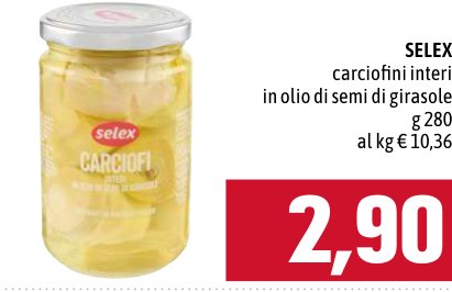 Selex Carciofini interi in olio di semi di girasole, 280 g
