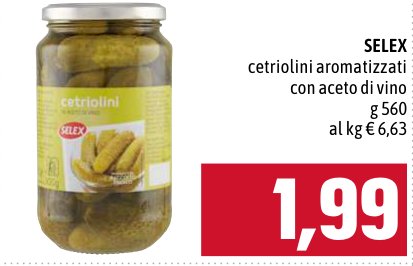 Selex Cetriolini aromatizzati con aceto di vino, 560 g