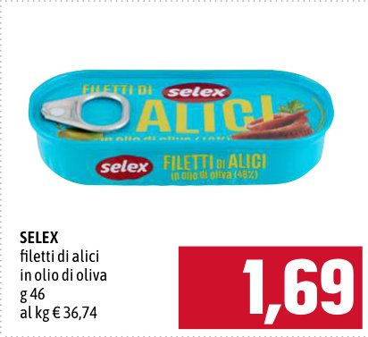 Selex Filetti di alici in olio di oliva 46 g