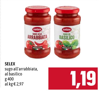 Selex Sugo all'arrabbiata, al basilico 400 g