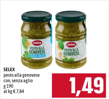 Selex Pesto alla genovese con e senza aglio g 190