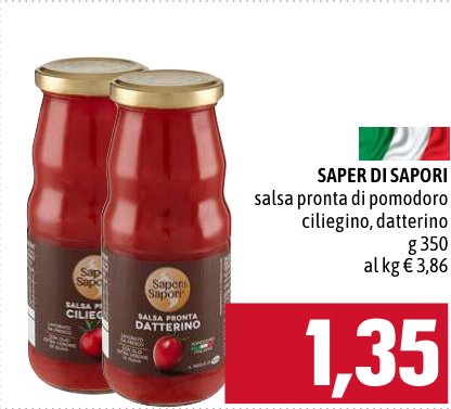 Saper di Sapori Salsa pronta di pomodoro ciliegino e datterino g 350