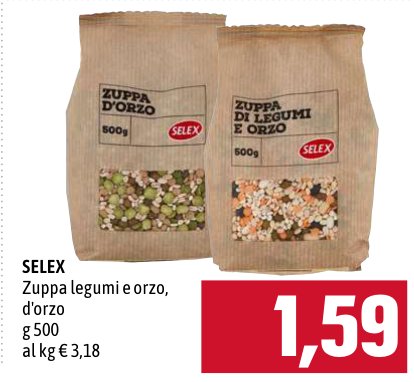 Selex Zuppa legumi e orzo, zuppa d'orzo 500 g