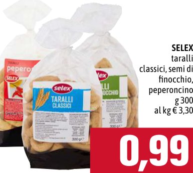 Selex Taralli classici, semi di finocchio, peperoncino 300 g