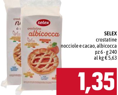 Selex Crostatine nocciole e cacao, albicocca, 6 pezzi, 240 g