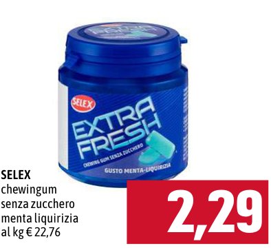 Selex Chewing gum senza zucchero menta liquirizia