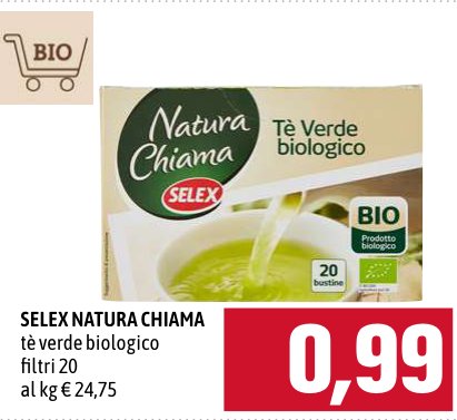 Selex Natura Chiama Tè verde biologico filtri 20
