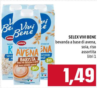 Selex Vivi Bene Bevanda a base di avena, soia e riso assortita 1 litro