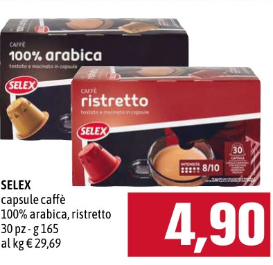 Capsule caffè 100% arabica, ristretto 30 pezzi 165 g