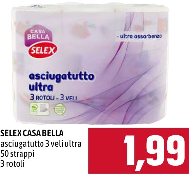 Asciugatutto 3 veli ultra 50 strappi, 3 rotoli