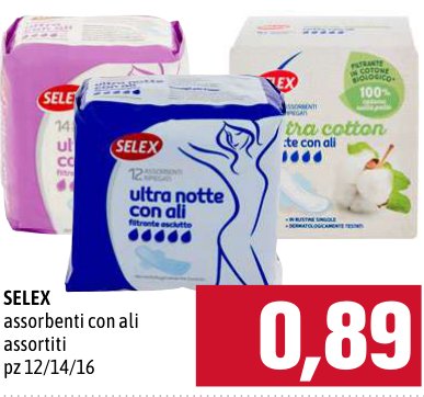 Assorbenti con ali assortiti pz 12/14/16