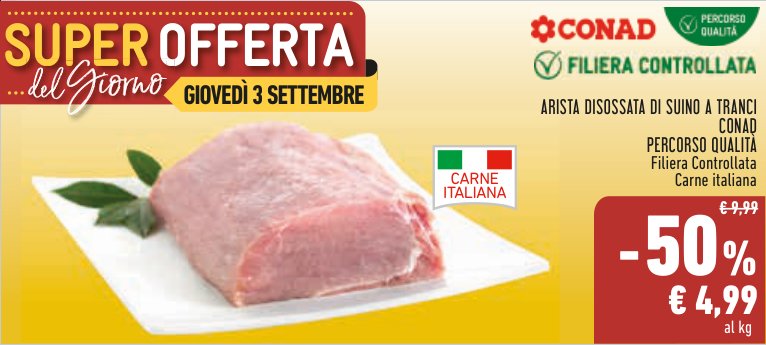 Arista disossata di suino a tranci Conad Percorso Qualità Filiera Controllata