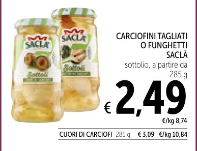 Carciofini tagliati o funghetti sottolio, da 285 g