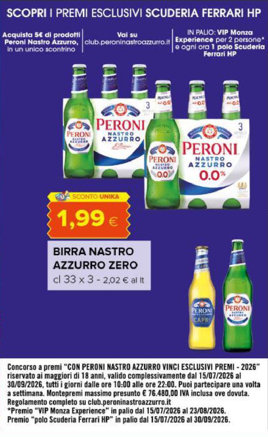 Birra Nastro Azzurro Zero 33 cl x 3