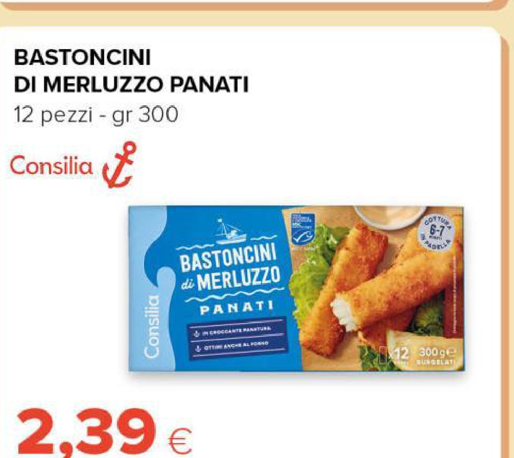 Bastoncini di merluzzo panati - 12 pezzi, 300 g