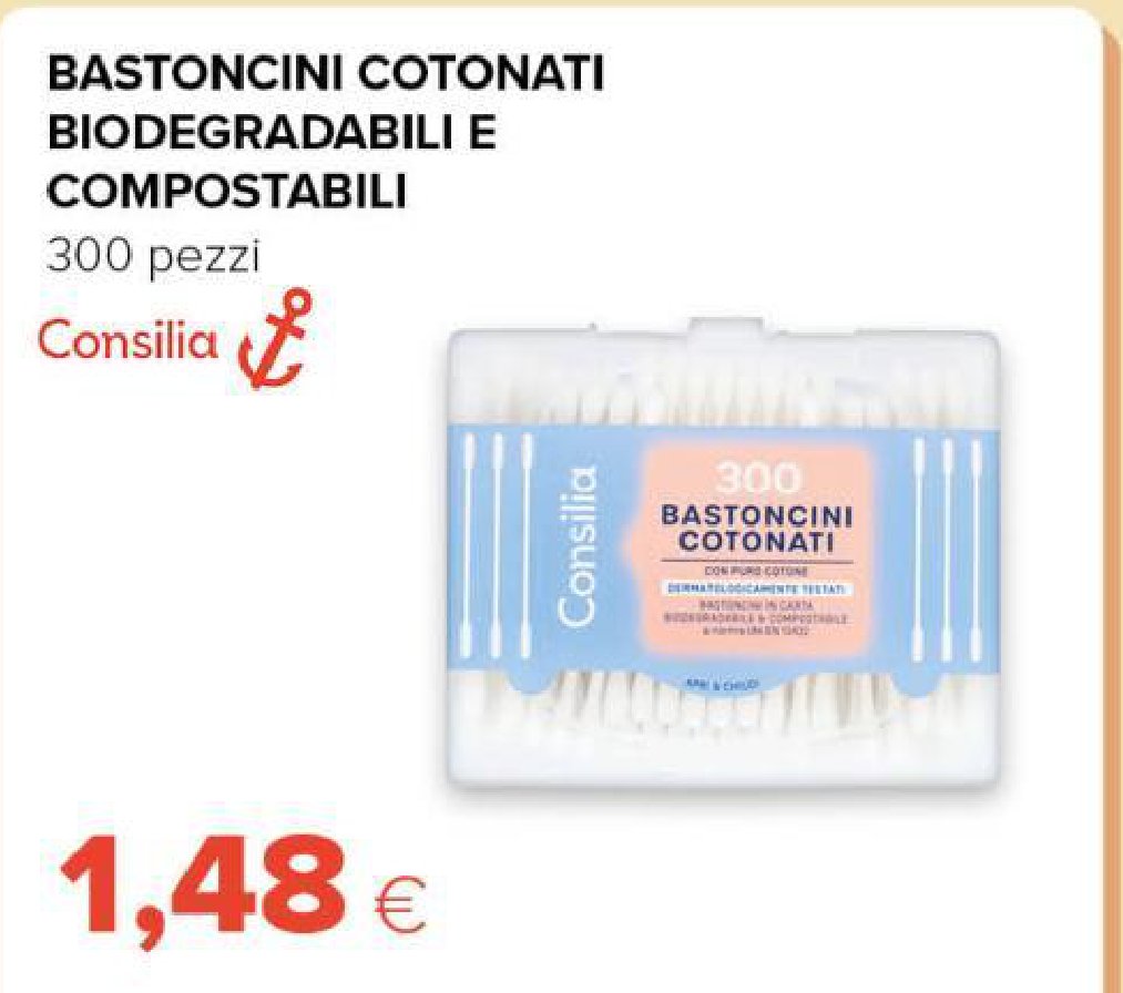 Bastoncini cotonati biodegradabili e compostabili 300 pezzi
