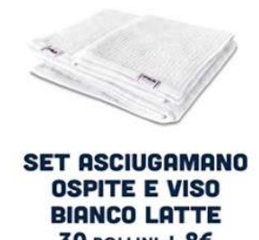 Set asciugamano ospite e viso bianco latte