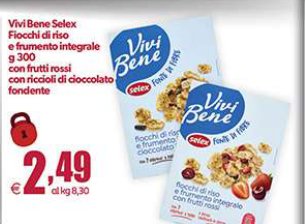Fiocchi di riso e frumento integrale 300 g con frutti rossi e riccioli di cioccolato fondente
