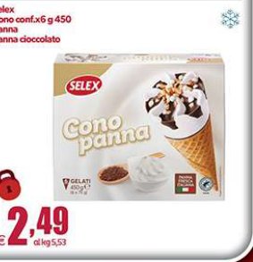 Cono panna e cioccolato conf. x6 g 450