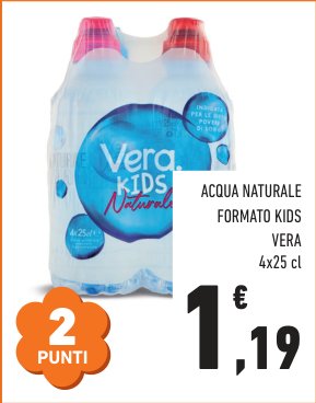 Acqua naturale formato Kids Vera 4 x 25 cl
